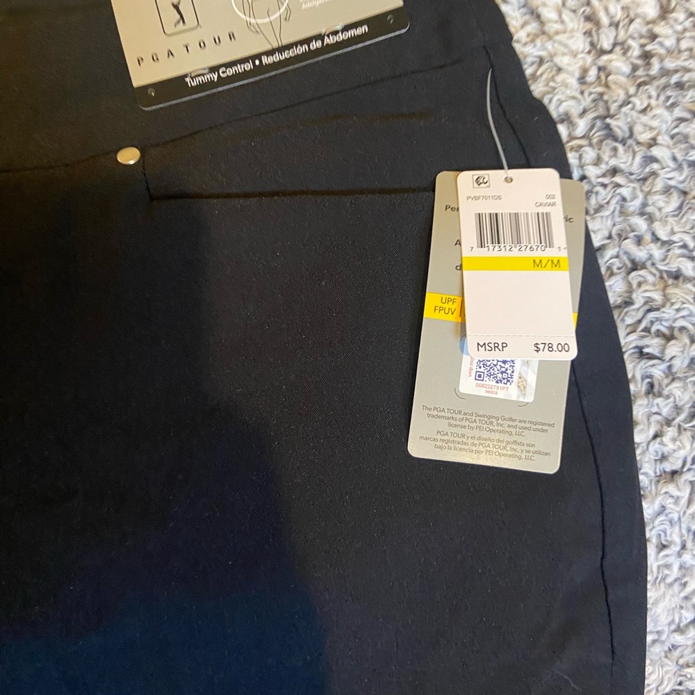 PGA Tour Black Athletic Golf Pants with Tummy Control